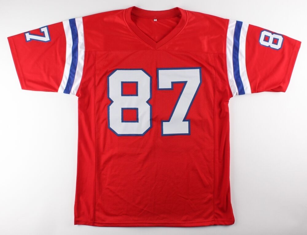 Ben Coates Signed Patriots Red Jersey (Coates Hologram) Super Bowl XXXV Champion