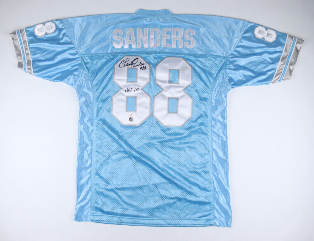 Charlie Sanders Signed Lions Jersey Inscribed "HOF 07" (Stacks of Plaques COA)