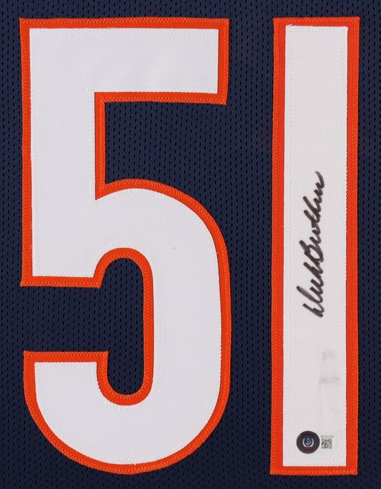 Dick Butkus Signed Bears 35x43 Framed Jersey (Beckett) 8×Pro Bowl / 1965–1972 LB