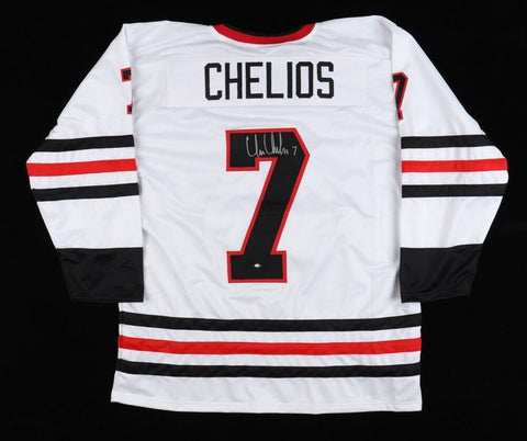 Chris Chelios Signed Chicago Blackhawks Jersey (OKAuthentics) Hall of Fame Def.