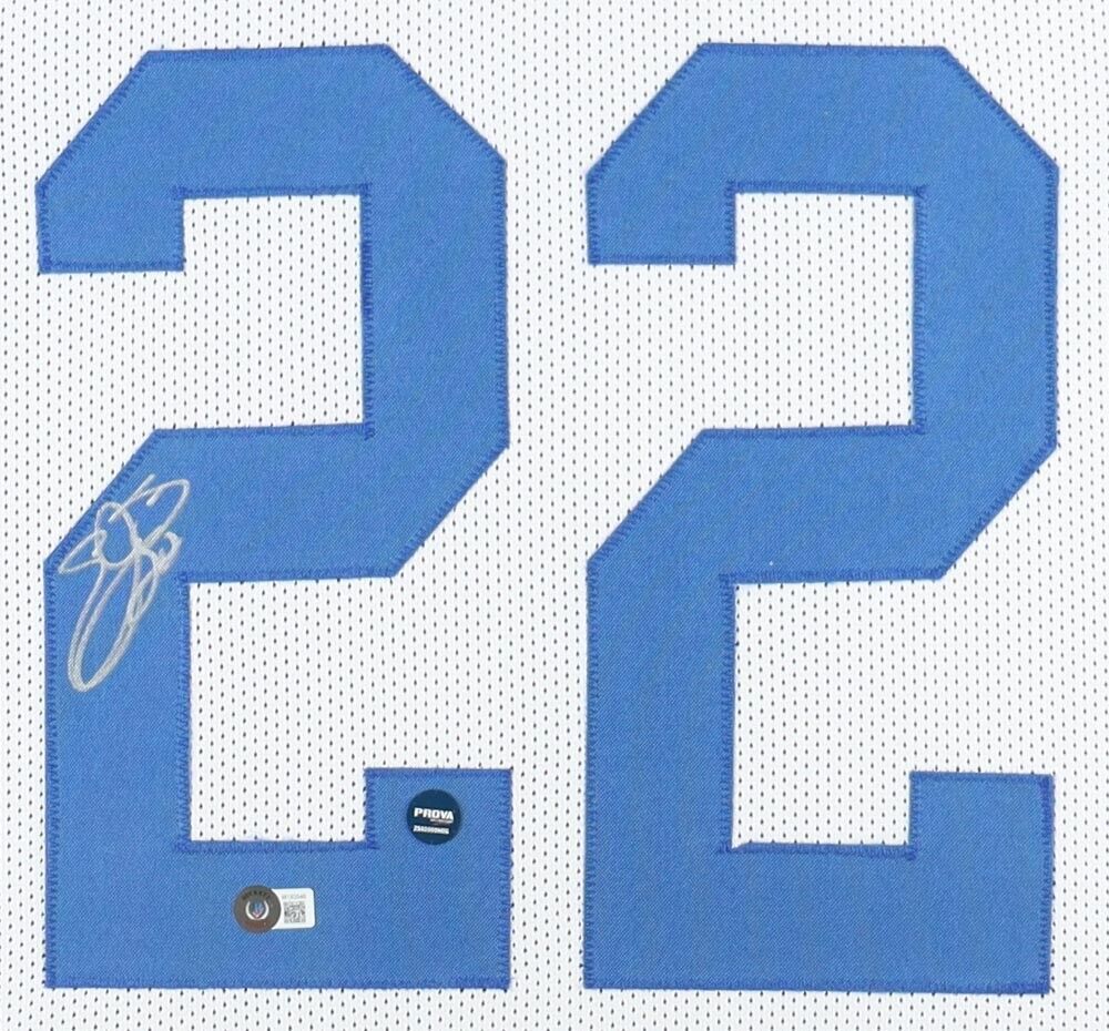 Emmitt Smith Signed Dallas Cowboys 35x43 Framed Jersey (Beckett Hologram) R.B.