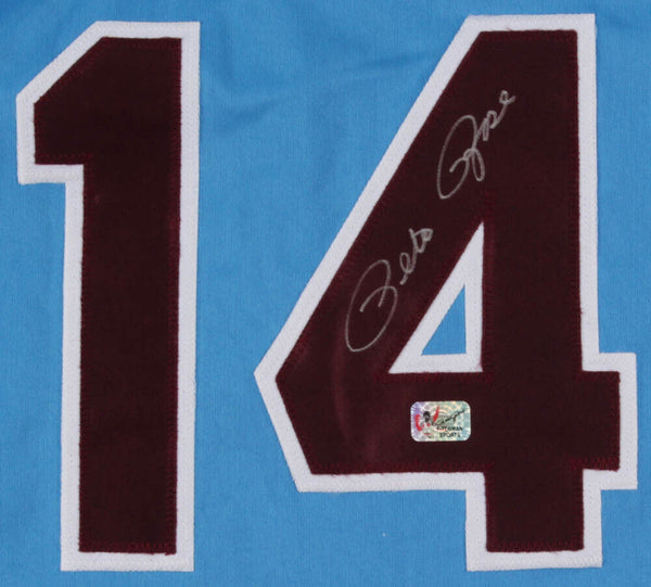 Pete Rose Signed Blue Maroon Jersey Pete Rose Exclusive Hologram