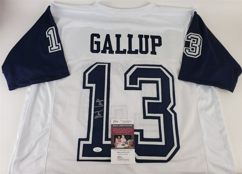 Michael Gallup Signed Cowboys White Jersey (JSA COA) Dallas 2018 3rd Rd Pick W.R