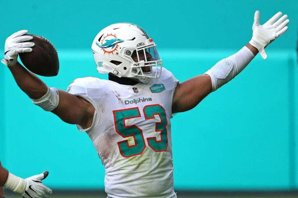 Kyle Van Noy Signed Miami Dolphins White Jersey Inscribed "Fins Up!" (PSA COA)