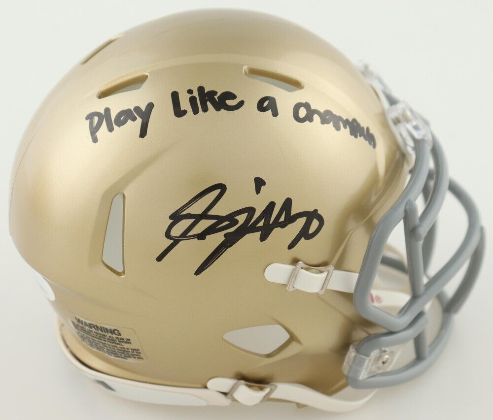 Benjamin Morrison Signed Notre Dame Fighting Irish Mini Helmet Jersey (JSA) DB