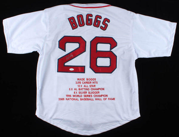 Wade Boggs Autographed Tampa Bay Custom Baseball Jersey - JSA COA