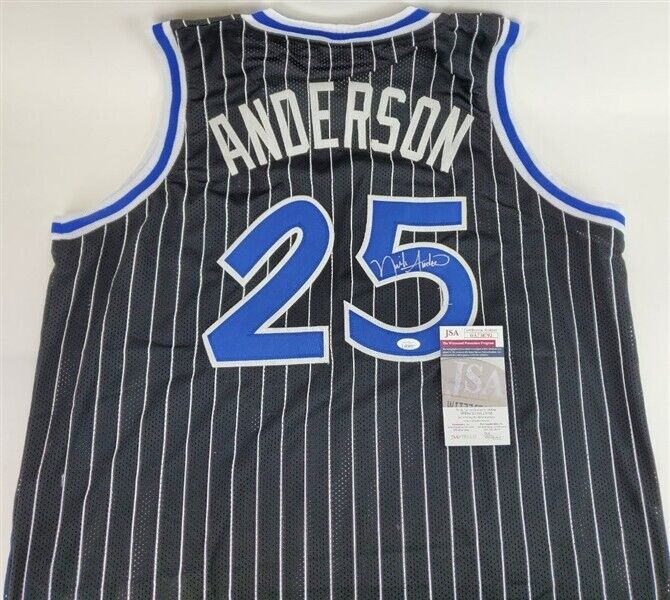 Nick Anderson Signed Orlando Magic Black Pinstriped Home Jersey (JSA COA)