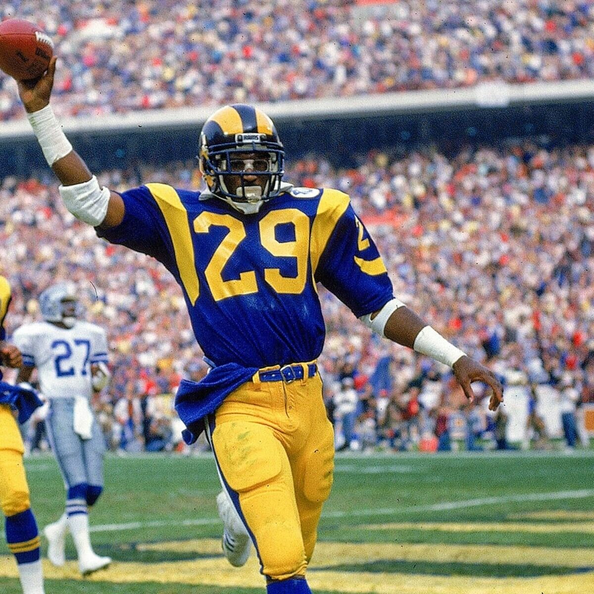 Eric Dickerson Signed Los Angeles Rams Career Stat Jersey Inscribed HOF 99 (JSA)