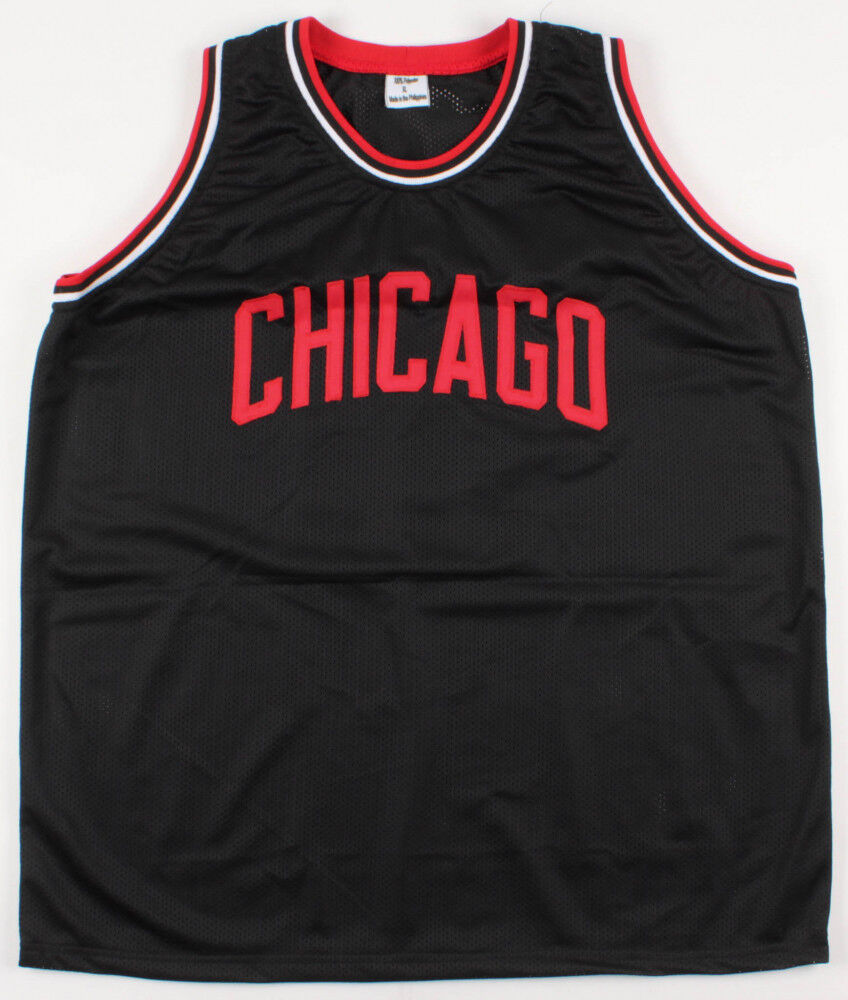 Dennis Rodman Signed Black Chicago Bulls Jersey (Beckett COA) Leading Rebounder