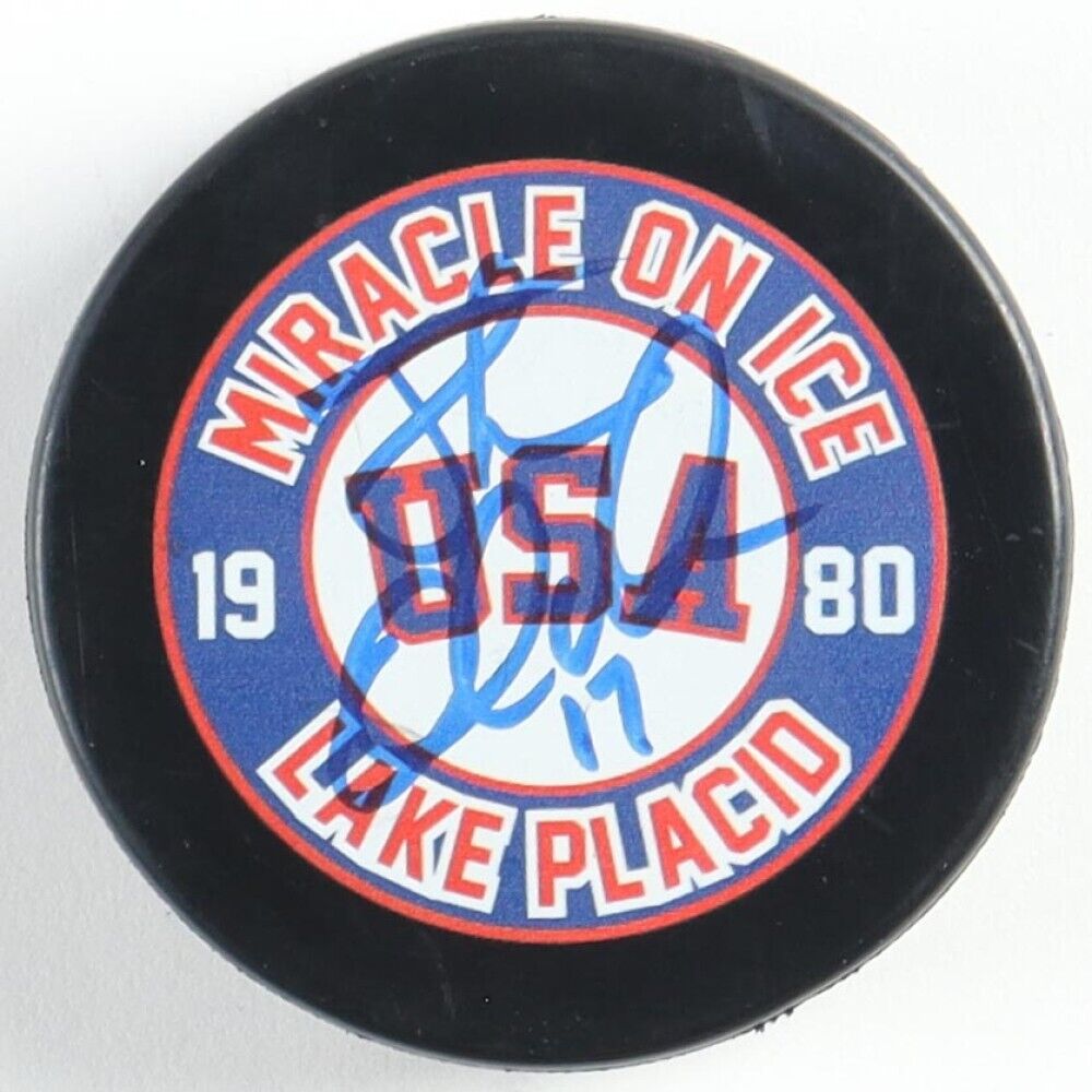 Jack O'Callahan Signed 1980 "Miracle on Ice" Logo Hockey Puck (Beckett) Team USA