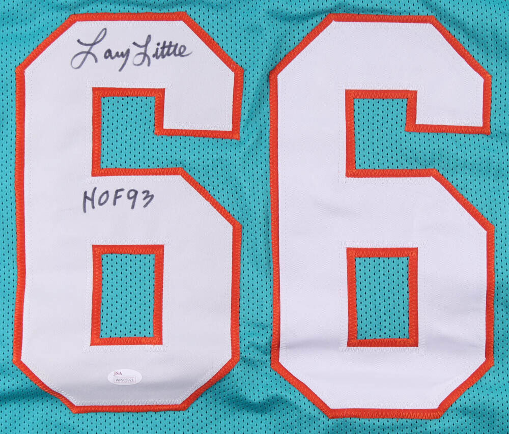 Larry Little Signed Miami Dolphins Stat Jersey Inscribed "HOF 93" (JSA COA)