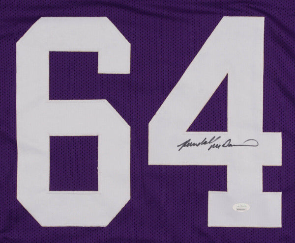 Randall Mcdaniel Autographed Minnesota Vikings Goal Line Art in Blue 12340