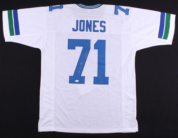 Walter Jones Signed Seahawks Jersey Inscrbd HOF 14 (JSA COA) 9×Pro Bowl  Tackle