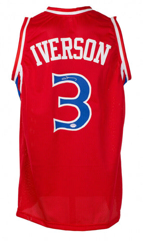 Allen Iverson Signed Philadelphia 76ers Red Jersey #1 Pick 1996 Draft (PSA COA)
