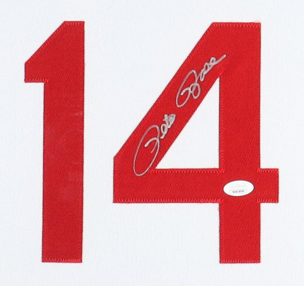 Pete Rose Signed 35 x 43 Custom Framed Cincinnati Reds Jersey (Rose –