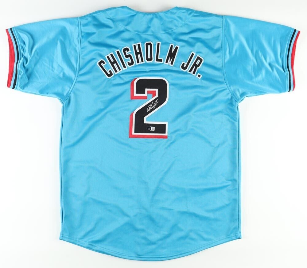 Jazz Chisholm Jr Signed Florida Marlins Jersey (Beckett) Miami Center Fielder