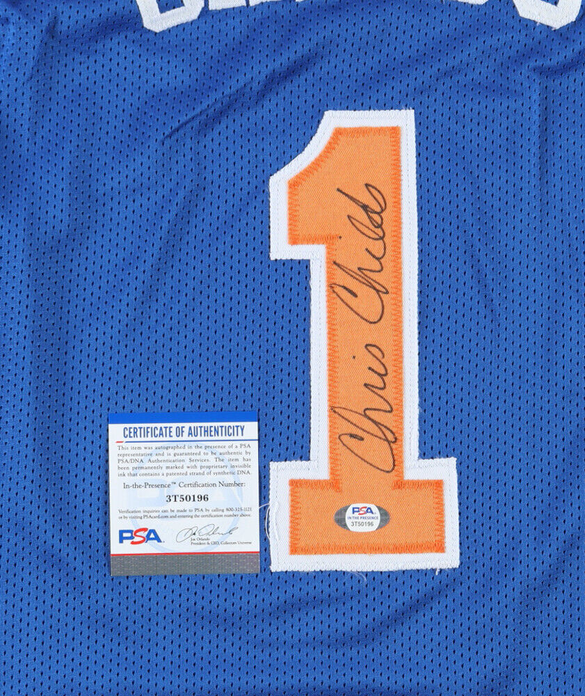 Chris Childs Signed Knicks Blue Jersey (PSA COA) New York Guard 1994–2001