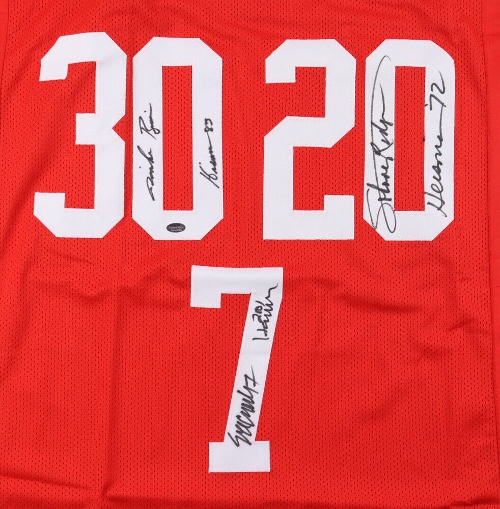 Mike Rozier, Johnny Rodgers, & Eric Crouch Signed Nebraska Heisman Winner Jersey