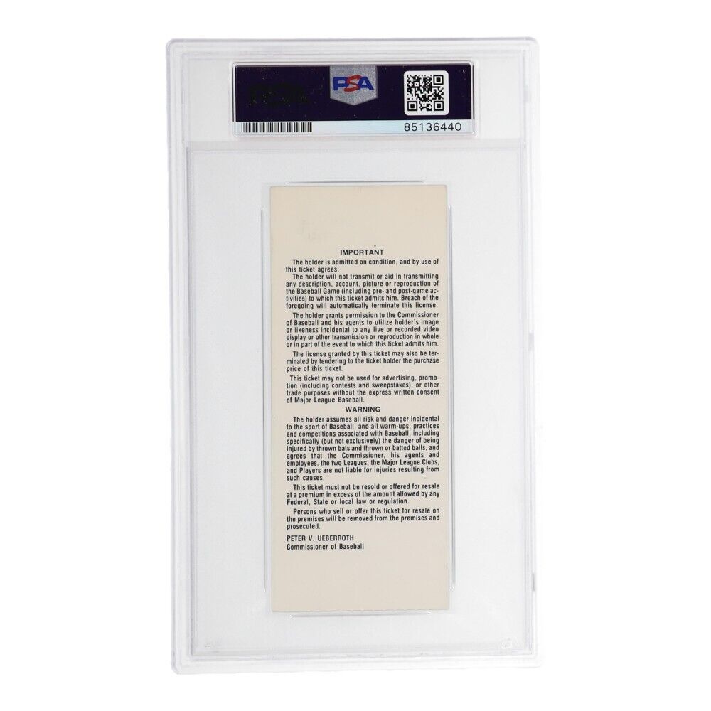 Barry Larkin Signed 1987 Original All-Star Game Ticket /PSA Encapsulated Reds SS