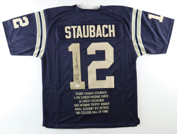 Roger Staubach Signed Career Highlight Stat Jersey (Beckett)