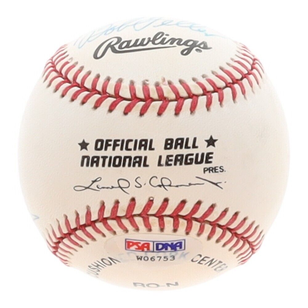 6 Pitchers Who Threw 2 No-hitters Signed Baseball (PSA LOA) Spahn, Feller, +4