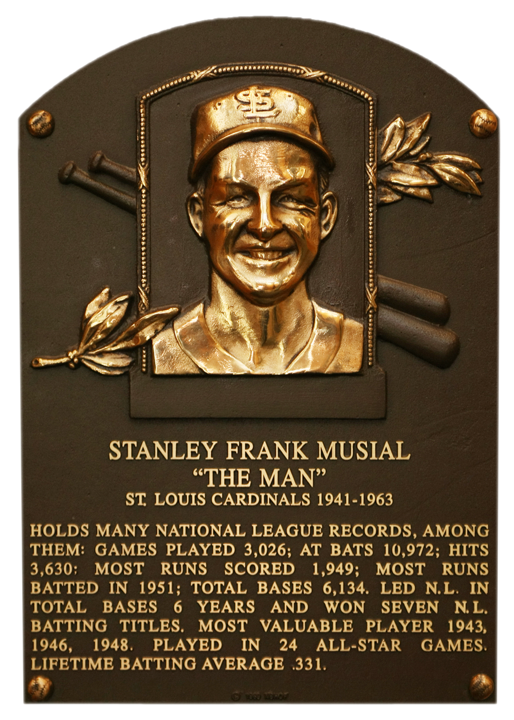 Stan Musial Signed St Louis Cardinal Hall of Fame Card 14x18 Matted Display JSA