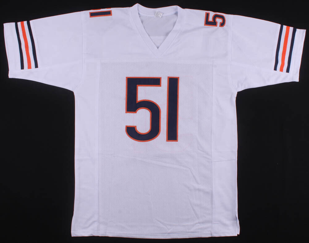 Dick Butkus Signed Chicago Bears White Jersey (JSA) 8×Pro Bowl & Hall of Fame LB