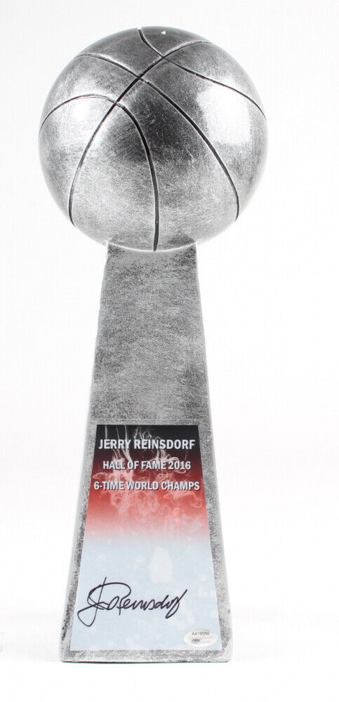 Chicago Bulls Owner Jerry Reinsdorf Signed 14” NBA Championship Trophy Schwartz