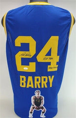 Rick Barry Signed San Francisco Warriors Photo Jersey (JSA COA) 1975 NBA Champ
