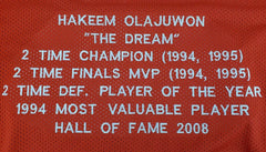 Hakeem "The Dream" Olajuwon Signed Houston Rockets Career Stat Jersey (JSA COA)