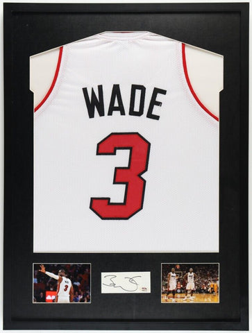 Dwyane Wade Signed Framed Cut Display w/ Jersey (PSA) Miami Heat Point Guard