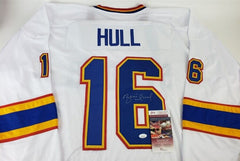 Brett Hull Signed St Louis Blues White Home Jersey (JSA COA) Hall of Fame 2009