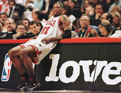 Dennis Rodman Signed Chicago Bulls Powder Pinstriped Jersey (JSA) 5xNBA Champion
