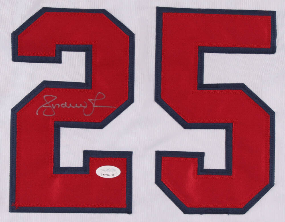 Andruw Jones Signed Atlanta Braves White Jersey (JSA COA) 10xGold Glove Winner
