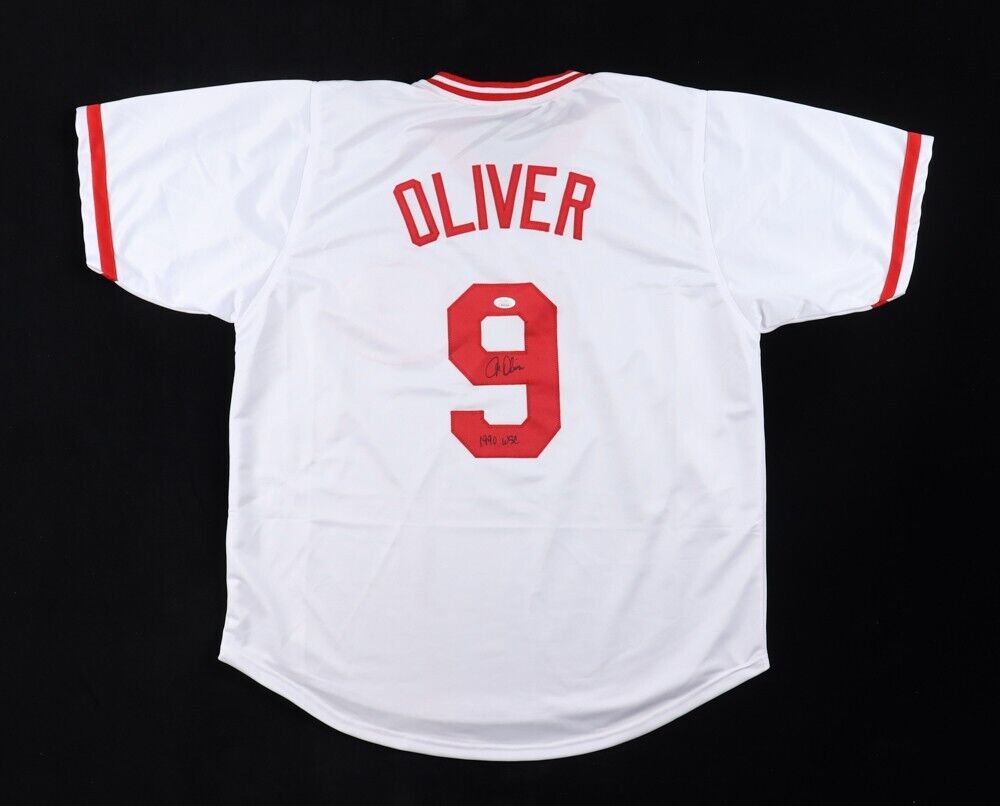 Joe Oliver Signed Cincinnati Reds Jersey (JSA) 1990 World Series Champ / Catcher