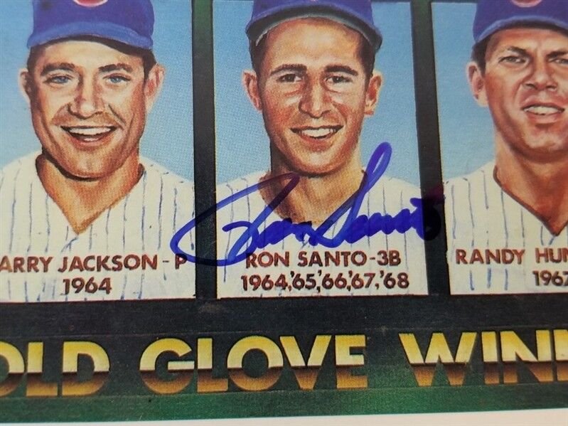 Ernie Banks, Ron Santo & Beckert Signed Chicago Cubs GG Winners 8x10 Photo (JSA)