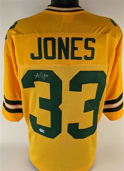 Aaron Jones Signed Green Bay Packers Throwback Jersey (Beckett) 2020 Pro Bowl RB