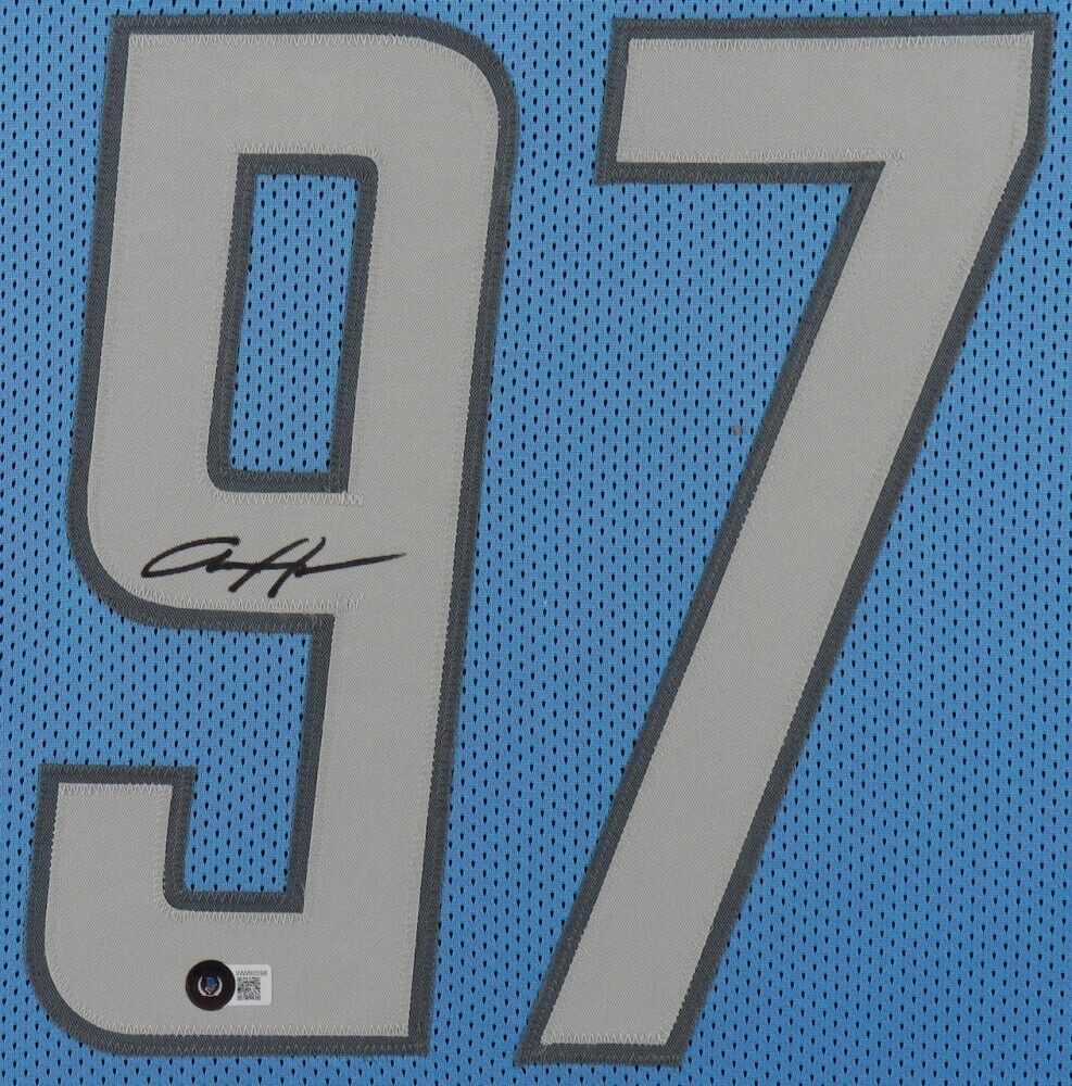 Aidan Hutchinson Signed 35x43 Framed Detroit Lions Jersey (Beckett) #2 Pick 2022