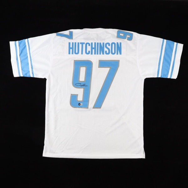 Friendly Confines Aidan Hutchinson Signed Detroit Lions Jersey (Beckett) 2022 #2 Overall Draft Pck