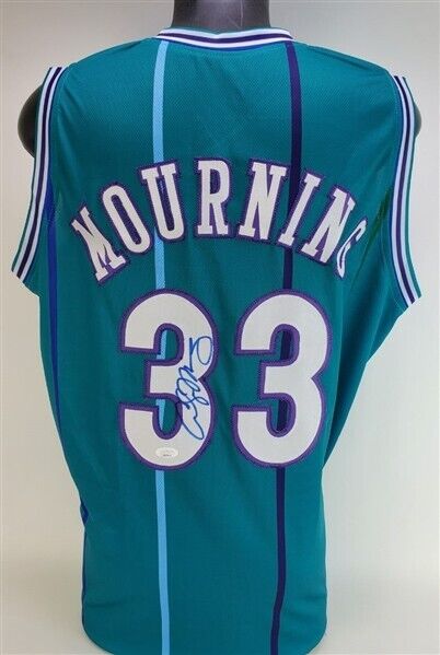 Alonzo Mourning Signed Charlotte Hornets Jersey (JSA COA) 7× NBA All-Star Center