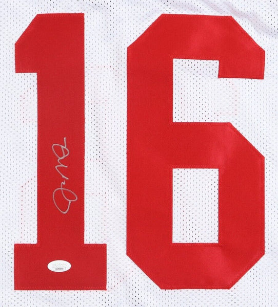 Joe Montana Signed San Francisco 49ers Career Stat Highlight Jersey (J –