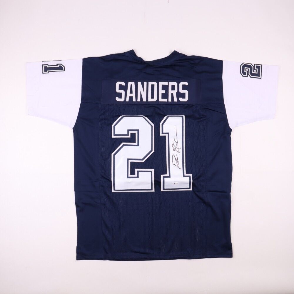 Deion Sanders Signed Dallas Cowboys Jersey (Beckett COA) 8xPro Bowl Def. Back