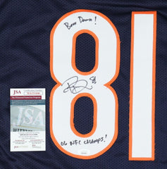 Rashied Davis Signed Chicago Jersey Ins. "Bear Down! & 06 NFL Champs!" (JSA COA)