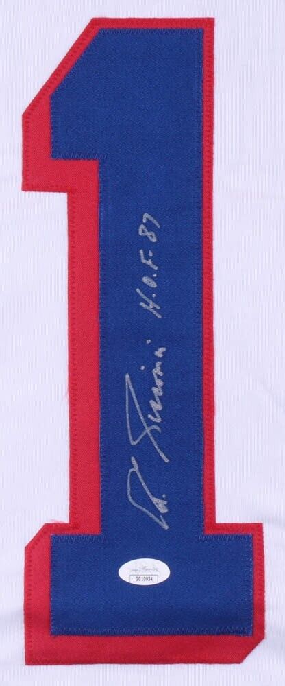 Eddie Giacomin Signed New York Rangers Jersey Inscribed "HOF 1987" (JSA COA)