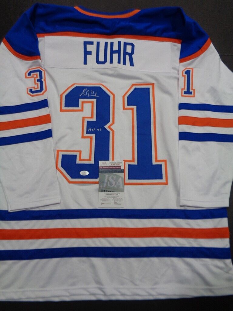 Grant Fuhr Signed Edmonton Oilers Jersey (JSA COA) 5xStanley Cup Champion Goalie