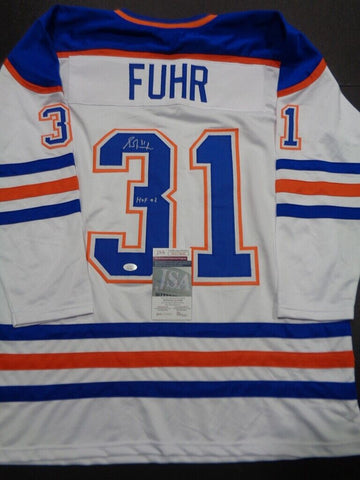 Grant Fuhr Signed Edmonton Oilers Jersey (JSA COA) 5xStanley Cup Champion Goalie