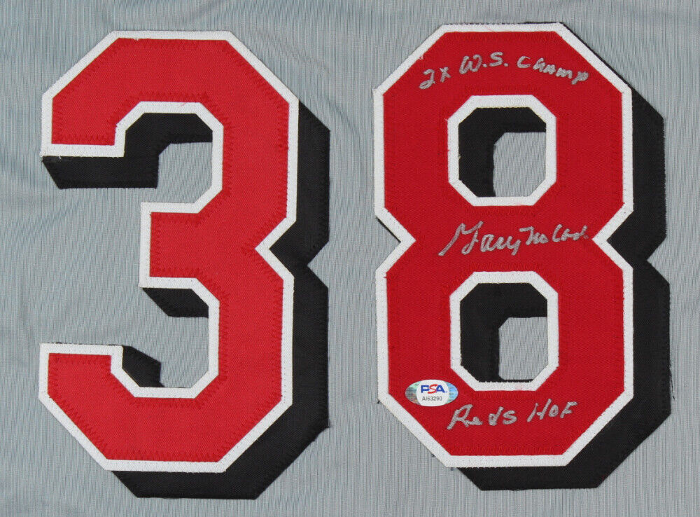 Gary Nolan Signed Cincinnati Jersey Inscribed Reds HOF &  2xiW.S Champs  PSA COA