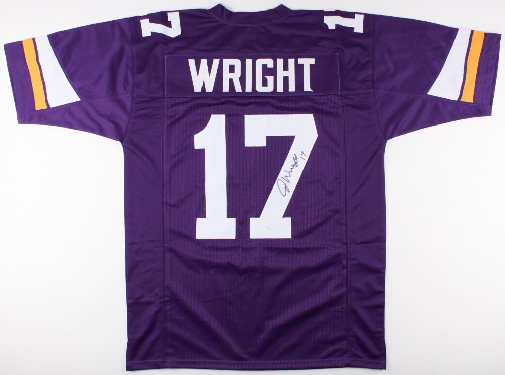 Jarius Wright Signed Minnesota Vikings Jersey (JSA COA) U of Arkansas Wide Out