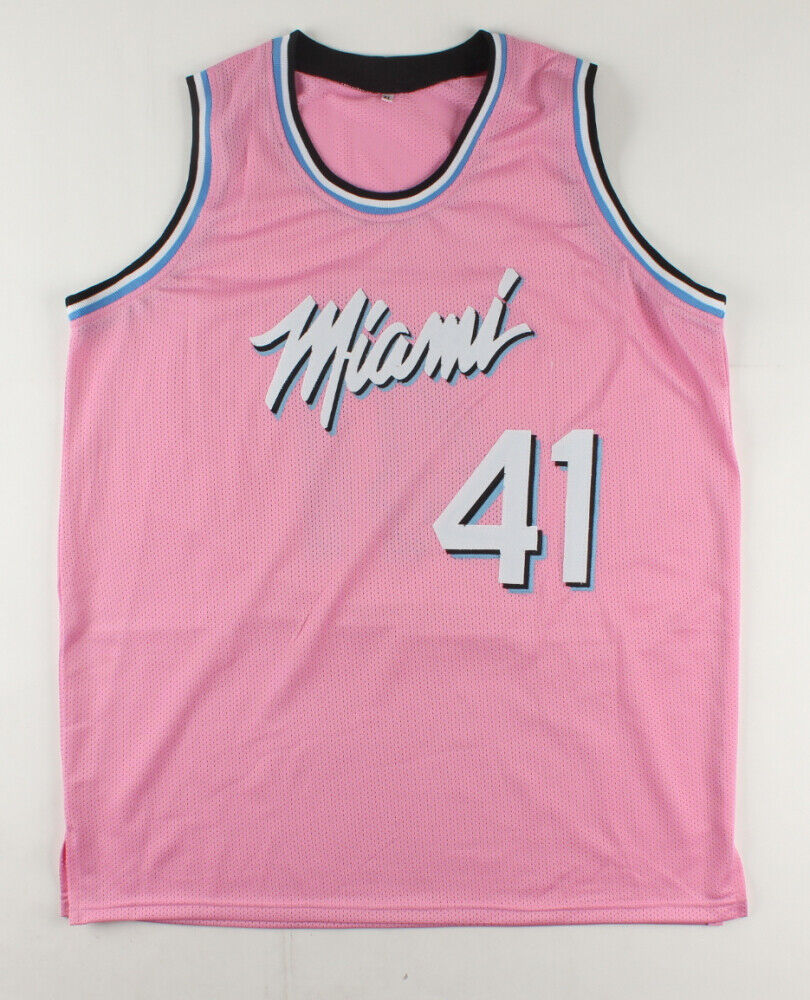 Glen Rice Signed Heat Pink Miami Vice Style Jersey (JSA COA) 3×NBA All-Star Frwd