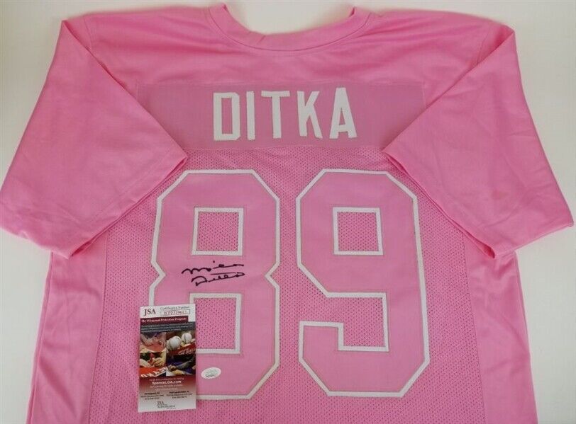 Mike Ditka Signed Chicago Bears Custom Pink Jersey (JSA Witness COA)